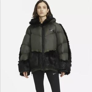 Nike X Sacai Parka Down Fill Faux Fur Sequoia